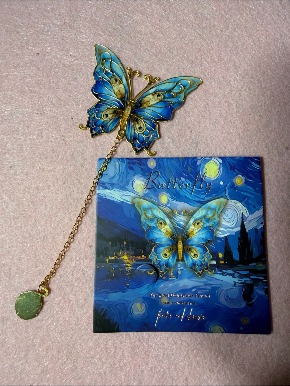 Blue & Gold Metal Butterfly Bookmark
